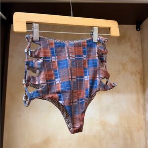 Plaid High Waisted Acacia Bikini Bottom Medium